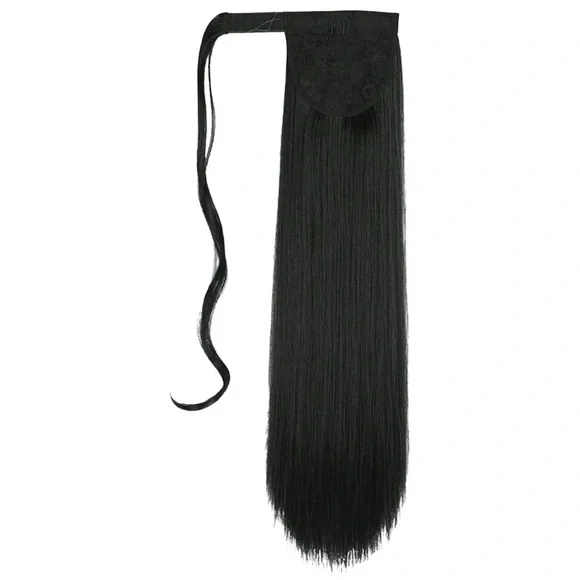 22 Inches Black Long Synthetic Wrapped Ponytail Extension - Picture 2 of 6